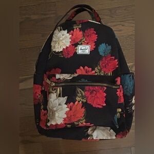 Herschel Supply Company Women's Backpack - Black with Red and White Floral